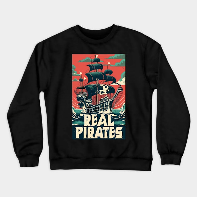 Pirates Ship Sailing Through The Deep Oceans Crewneck Sweatshirt by Abeer Ahmad